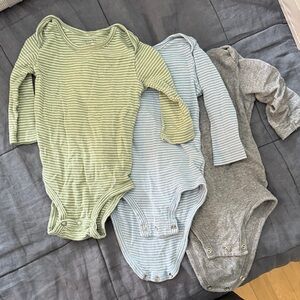 Carter's Striped Bodysuit Trio - Green, Blue, and Gray